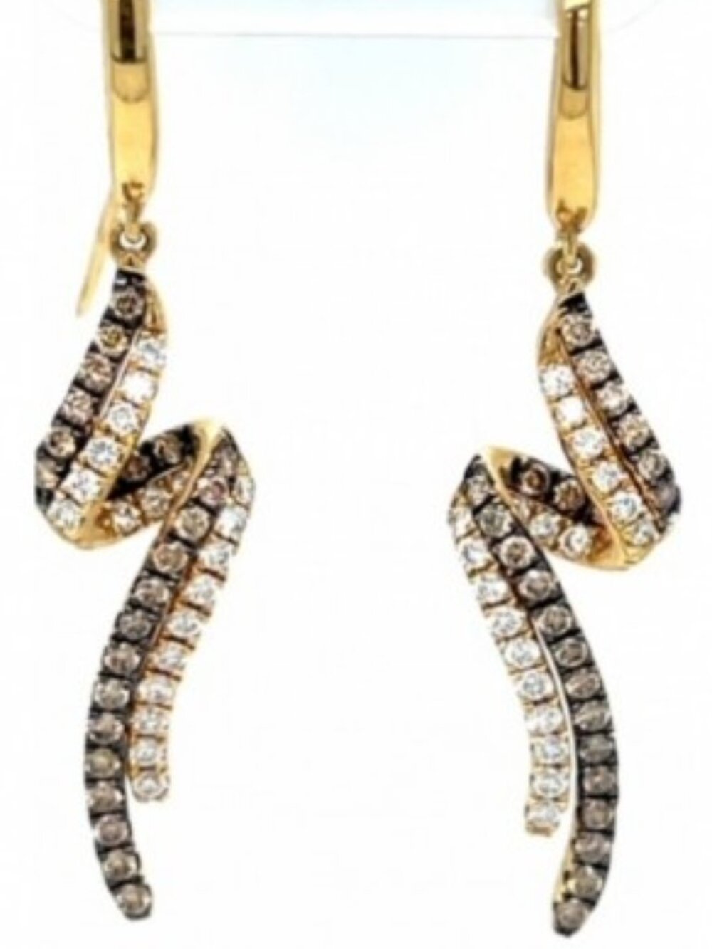 14K Diamond Very Striking Zig Zag Earrings by LeVian Real Summer Stunners